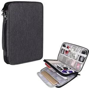 SM01 Multi-function Waterproof Double Layer Data Cable Earphone U Disk Digital Accessories Storage Bag, Size: L Size: L(Black) (Black)