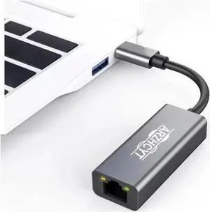 Arzhcyt Lightweight Type C to Gigabit RJ45 network card RTL8153 with LED indicator light for all laptops, plug and play for instant access to gigabit speeds