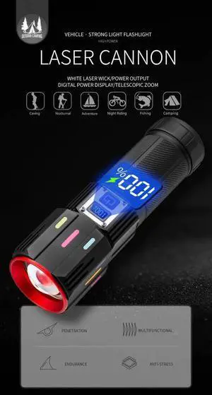 Strong Flashlight Ultra Bright Laser Outdoor Tactical Zoom L