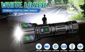 High Power White Laser LED Flashlight with Ignition Lens Fas