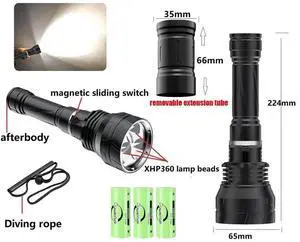 Most Powrful XHP360 Scuba Diving Flashlight Super Bright Pro