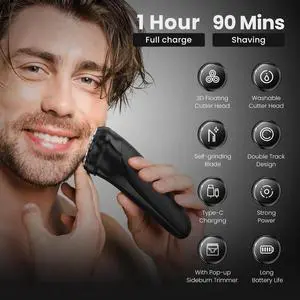 Sejoy Electric Razor Beard Shavers for Men 3D Cordless Recha