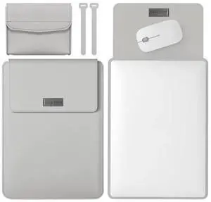 4 in 1 Lightweight and Portable Leather Computer Bag, Size:13/14 inches 13/14 inches (Grey)
