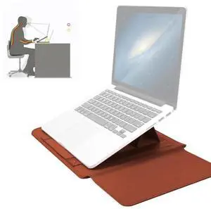 4 in 1 Universal Waterproof PU Leather Laptop Liner Bag with Handle & Stand & Pen Holder + 2 Winders + Mouse Bag + Charger Bag Set for 11/12 inch laptops (Grey)