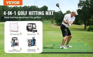 VEVOR 4 IN 1 Golf Hitting Mat 5x4ft Artificial Turf Golf Hit