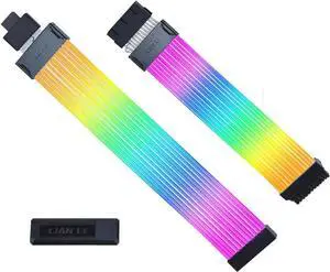 LIAN-LI STRIMER Wireless 24 Pin and LIAN-LI STRIMER Wireless 12+4pin wide (12 Light Guides) Addressable RGB GPU Power Extension Cable Combo,Included Wireless Transmitter