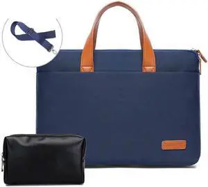 For MacBook 13.3-14 Inches MAHOO 10188 Ultra-Thin Hand Computer Bag Messenger Laptop Bag, Color: Dark Blue+Black PU Power Bag Dark Blue+Black PU Power Bag