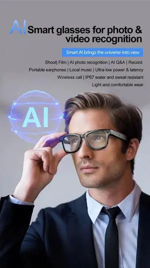 2025 Smart Glasses with Camera Headphone 100+Languages AI Tr