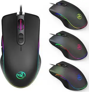 RGB Gaming Mouse, 6400 dpi, Ergonomic Hand Grips, RGB Backlit Optical Wired Gaming Mouse 7 Programmable Buttons