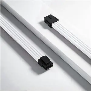 Mod Sleeved Cable, White Power Supply Cable Extension Kit, 30CM long with cable comb ,1x24PIN ATX, 1x4+4 PIN EPS,2x Dual 6+2 PIN PCIE