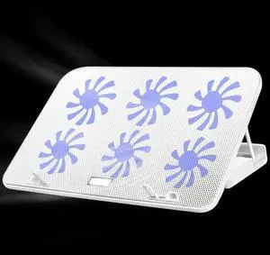 ICE COOREL Notebook Computer Base Speed Control Silent Six-fan Cooling Holder Cooling Rack, Style: Premium Edition Style: Premium Edition(Lvory) (Lvory)