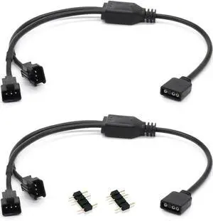 ARGB Splitter Cable, 5V 3 Pin Addressable RGB Splitter Cable with SM 3 Pin Male Connector for Computer Chassis, 1 to Dual ARGB Cable, 11.8 Inches, 2 Pack (1 to 2 ARGB Spliter Cable (Male))