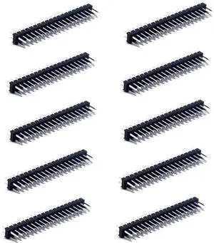 2 x 20-pin Dual Male Header Double Row Straight Connector Pin Header Compatible with Raspberry Pi Zero GPIO (Pack of 10)