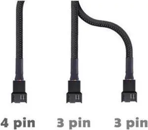 2 Pack 4Pin PWM Fan Splitter Cable Sleeved Braided Adapter Computer PC Fan Power Extension Cable 1 to 3 Converter for Computer ATX Case 4Pin3Pin Cooling Fan Cable 10.6 inch 1 to 3