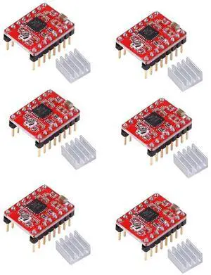 6 pcs A4988 Stepper Motor Driver Board with Heat Sink Compatible with 3D Printer CNC Engraving Machine