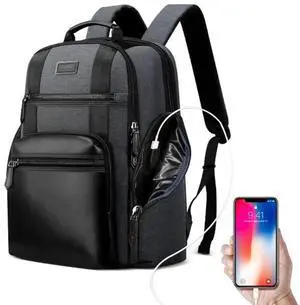 Bopai 851-014318 Fashion Outdoor Breathable Waterproof Anti-theft Three-layer Large Capacity Double Shoulder Bag,with USB Charging Port, Size: 31x17x44cm(Grey)