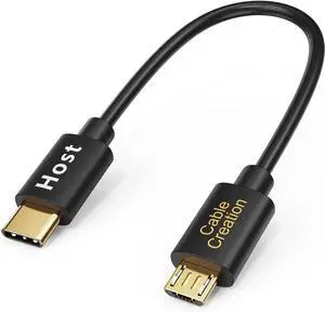 CableCreation Short Micro USB to USB C Cable 0.65 FT, 2-Pack OTG 480Mbps Type C to MicroUSB Cord Compatible with MacBook Pro Air Galaxy S22 Pixel 5 & More, 0.2M Black