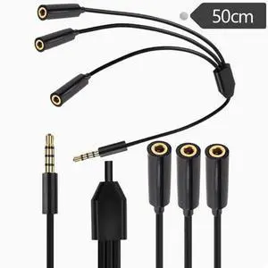 Audio cable one minute three extension cable 4 level 4 DC3.5 male stereo divided into 3 DC3.5 female stereo 50cm Audio cable one minute three extension cable 4 level 4 DC3.5 male stereo divided into 3 DC3.5 female stereo 50cm