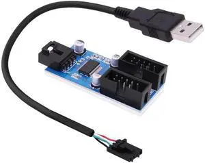 Motherboard Internal USB Hub Header Splitter USB A Male to Dual Motherboard 9 Pin USB 2.0 Female Splitter 1 to 2 Converter Extension Cable Adapter Port Multiplier for CPU WiFi Card