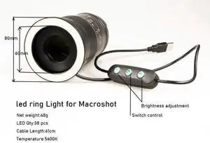 LED Macro Ring Light for Canon Nikon DSLR Camera Lens Includ