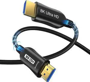 8K HDMI 2.1 Fiber Optic Cable 50ft, Ultra High Speed 48Gbps HDMI Cable, 4K 120Hz 144Hz 2K 240Hz Gaming HDMI Cable 2.1 Certified, HDCP 2.2&2.3 HDR 10+ Dolby for PS5/Xbox Series X/Apple TV 8K