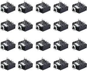 20pcs PJ 3F07 3.5mm Stereo Jack Socket 5 Pin PCB Mount Female Audio Headphone Socket Connector Plastic PCB Mount