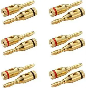 6 Pairs Banana Plugs Audio Gold Plated Speaker Connector for Speaker WireAudio Video Receiver
