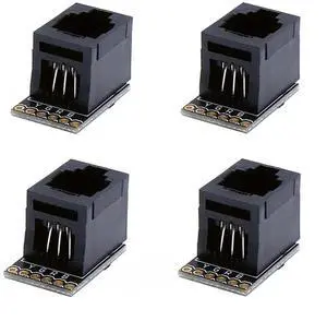 4PCS RJ11 6-pin Breakout Board with PCB Mount Black Modular Jack 6P6C Telephone Socket Connector Jack Coupler