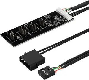 9 Pin USB 2.0 to 4X 9 Pin Extension Splitter, USB 2.0 Header Splitter, Internal USB Hub USB 2.0 Splitter