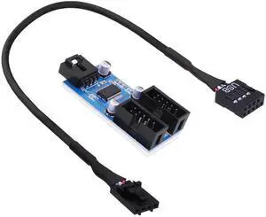 USB 2.0 Hub Header Splitter 9 Pin Motherboard Header 1 Male to Dual 2 Internal USB 2.0 Female Hub Adapter Splitter Extension Cable for CPU WiFi Card -30CM/0.98FT