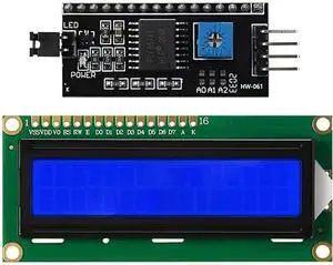 1602 LCD Display Module Blue Backlight DC 5V with IIC I2C Interface Adapter Compatible with Raspberry pi and Arduino UNO R3