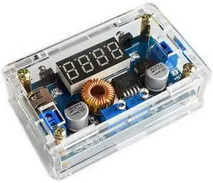 XL4015 DC-DC Step Down Module High-Power LED Constant Current Drive Module with Voltmeter Display Acrylic Case Compatible with Battery Charging