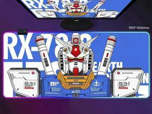 Extended Large Mouse Pad GunDam RX-78-2 RGB Gaming Mice Mat Anti-Slip Natural Rubber Base for Home Office Work 35.4*15.7*0.16 inch(900*400mm)