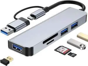 2-in-1 USB-A USB-C Hub 5 in 1 USB Hub Adapter Docking Station Dongle USB A Type-C Hub to Multi Port USB Speed 5Gbps TF/SD Card Reader USB C Hub