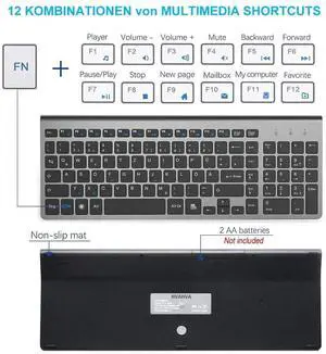 German Wireless QWERTZ Keyboard and Mouse Combo Ultra Slim 2