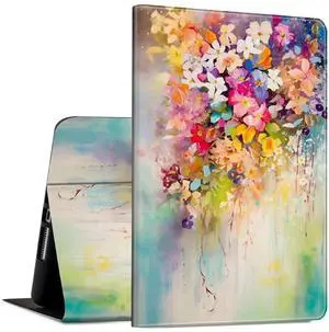 Case for Microsoft Surface Pro 9 / Pro 9 5G 13-Inch 2022 PU Leather Slim Lightweight Multiple Angles Stand Smart Cover with Auto Wake/Sleep for Microsoft Surface Pro 9 2022, Art Watercolor Flowers