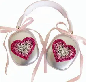 Bling Diamond for AirPod Max Cover,Cute Love Heart Rhinestones Case for Women Girls with Ribbon,Glitter Gradient Luxuly Heart Design,Clear Soft Silicone Protective Case for AirPods Max