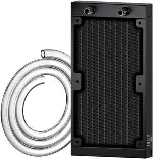 DIYhz 12 Pipe Aluminum 240mm CPU PC Water Cooling Radiator, 120mm Fanless, DC12V Black