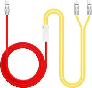 chubbycable 2 in 1 USB C Cable 100W Charge Cable Durable Multi Fast Charging Cable Ultra-Thick Silicone Universal Phone Charger Cord, Yellow+Red, 4.2FT