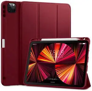 DTTO for iPad Pro 11 inch 4th/3rd/2nd/1st Generation 2022/2021/2020/2018 Case, Smart Slim Trifold Stand Soft TPU Back Cover with Built-in Pencil Holder, Also Fit iPad Air 5/4,Burgundy Red