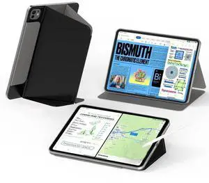 Feams for iPad Pro 11 Inch Case M5/M4 2025/2024, Slim V-Fold iPad Pro 11 Inch M5/M4 Case 2025/2024 Magnetic Detachable Clear Back with Horizontal Adjustable Stand & Vertical Stand & Auto Sleep, Black