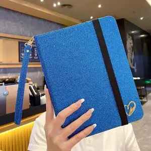 RONWTIMES Glittering Sparkly Case for iPad (A16) 11th Generation 11 Inch (2025), iPad 10th Generation 10.9 Inch (2022)- Leather Folio Stand Cover with Pencil Holder Auto Wake/Sleep- Blue