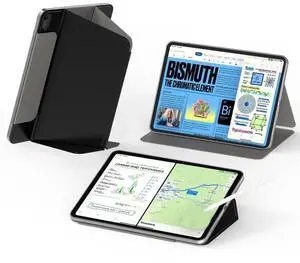 Feams V Fold Case for iPad (A16) 11th Generation 11 Inch 2025, iPad 10th Generation 10.9 Inch 2022, V-Shaped Standing Magnetic Detachable Clear Back Case with Landscape Portrait Mode&Auto Sleep, Black