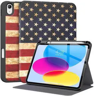 Supveco Case for iPad (A16) 11th Generation 11 inch (2025),iPad 10th Generation 10.9 inch (2022) with Pencil Holder-[Auto Wake/Sleep],Premium Folio Stand Case with Soft TPU Back Cover-Flag