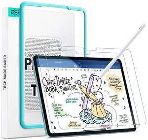 ESR 2 Pack Paper-Feel Screen Protectors for iPad Air 11 Inch M3/M2 (7th/6th Generation, 2025/2024), Write and Draw Like on Paper, 9H Tempered Glass, Matte Writing Film with Alignment Frame, Anti-Glare