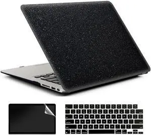 AMCJJ Compatible with MacBook Air M1 Case 13 Inch 2022 2021 2020 Release A2337/A2179 with Retina & Touch ID, Plastic Hard Shell Case & Keyboard Cover & Screen Protector - Glitter Black