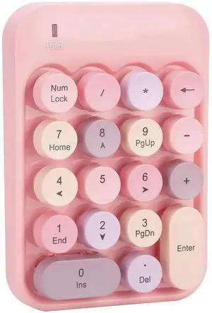 S erounder Wireless Numeric Keypad, Mini Digital Numpad 18 Keys Ergonomic Number Pad Keyboard with 2.4G USB Receiver & Cholate Keycap for LaptopPCDesktop(Pink)