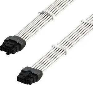 LINKUP - AVA 600W PCIE 5.0 16Pin (12+4) High Current Power Cable | Molded & Soldered Type 16AWG Sleeved | Compatible with RTX5000 RTX4000 RTX3000 FE | 70cm White