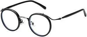 Dollger Blue Light Blocking Glasses for Man Steam Punk Style, oversize Retro Men Round Frame Computer BlueLight Glasses