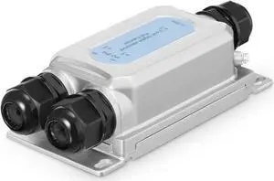 Outdoor IP67 Waterproof Gigabit PoE Passthrough Switch, 1 PoE in 2 PoE Out Extender, IEEE802.3af/at/bt PoE Powered 90W, 10/100/1000Mbps Ethernet, Wall Mount Plug and Play